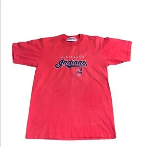 Vintage 90s Cleveland Indians Embroidered Red Shirt MLB